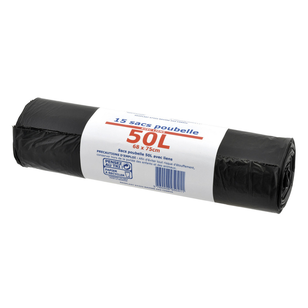 Sac poubelle liens classiques 50L 10 sacs APTA