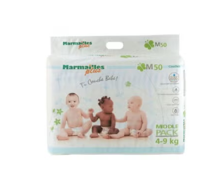 Marmailles Plus Couches Bébé Taille M (4-9kg) 50 couches