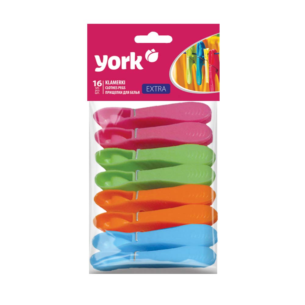 Pinces à linge en plastique colorées york x16