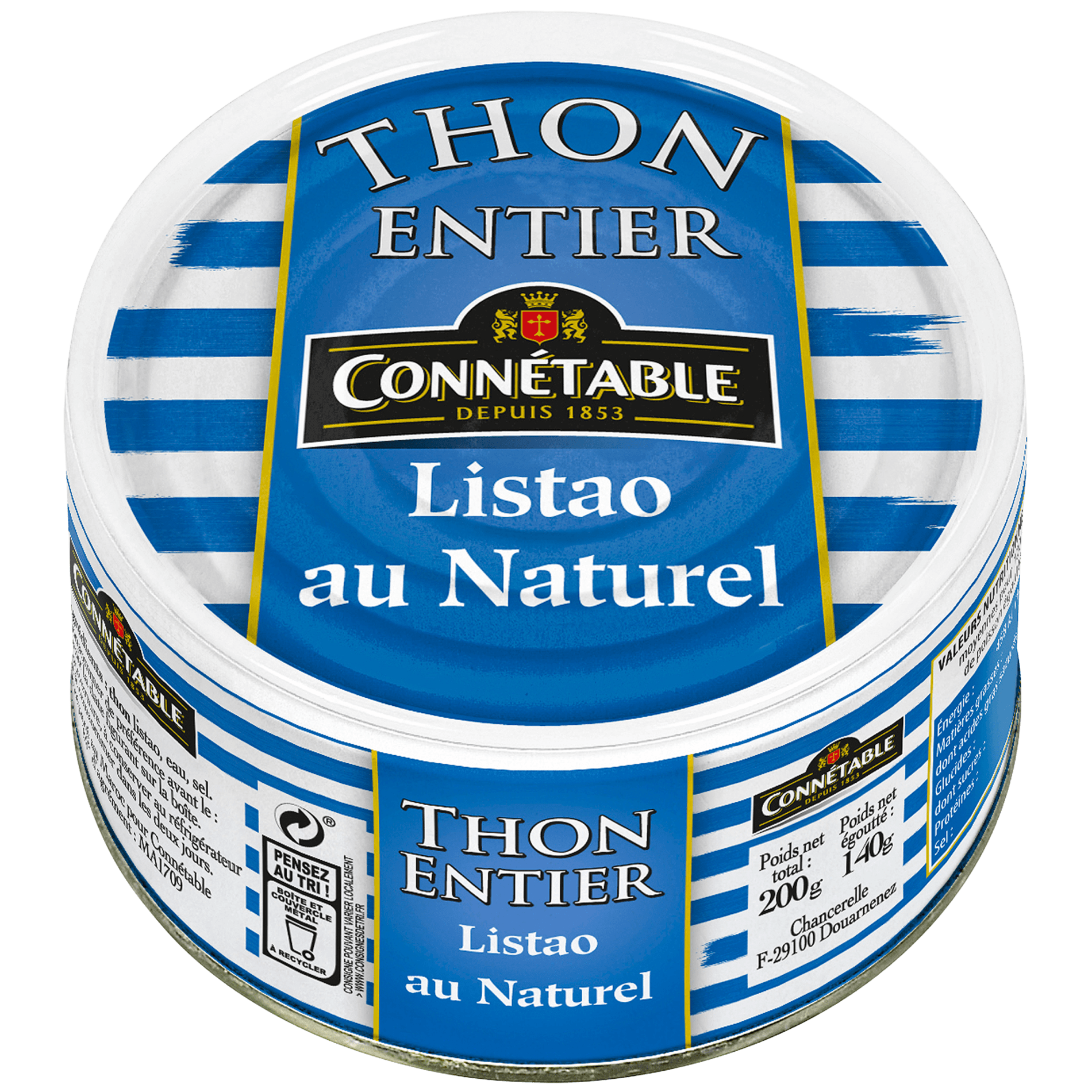 Thon Entier au Naturel connétable 200g