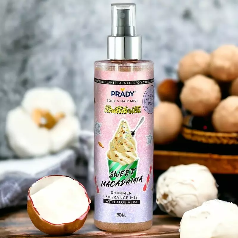 BRUME FEMME SCINTILLANTE CORPS ET CHEVEUX PRADY SWEET MACADAMIA 250ML PRADY