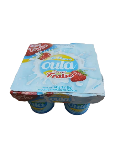 yaourt oula 4x120g fraise/abricot/banane/coco/vanille 