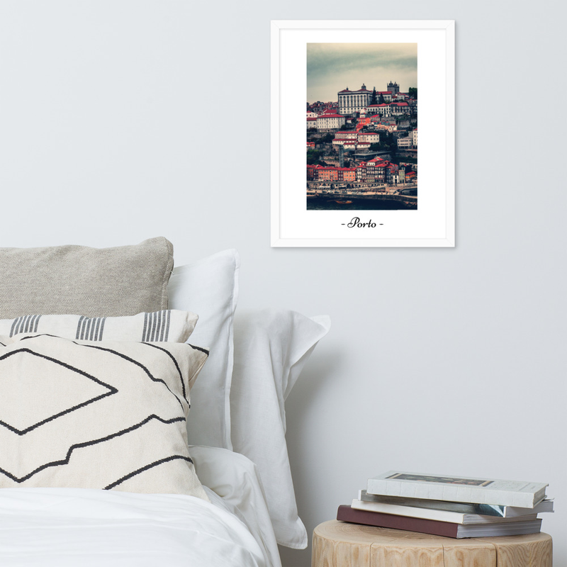 Porto Ribeira Framed Poster – Portugal Wall Art, Cityscape Print, Douro River View, Travel Photography Gift