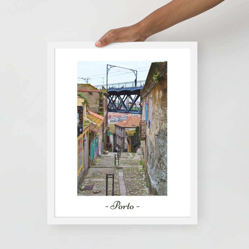 Porto Bridge View Framed Art – Dom Luis I Poster, Portugal City Street Print, Wall Decor Gift