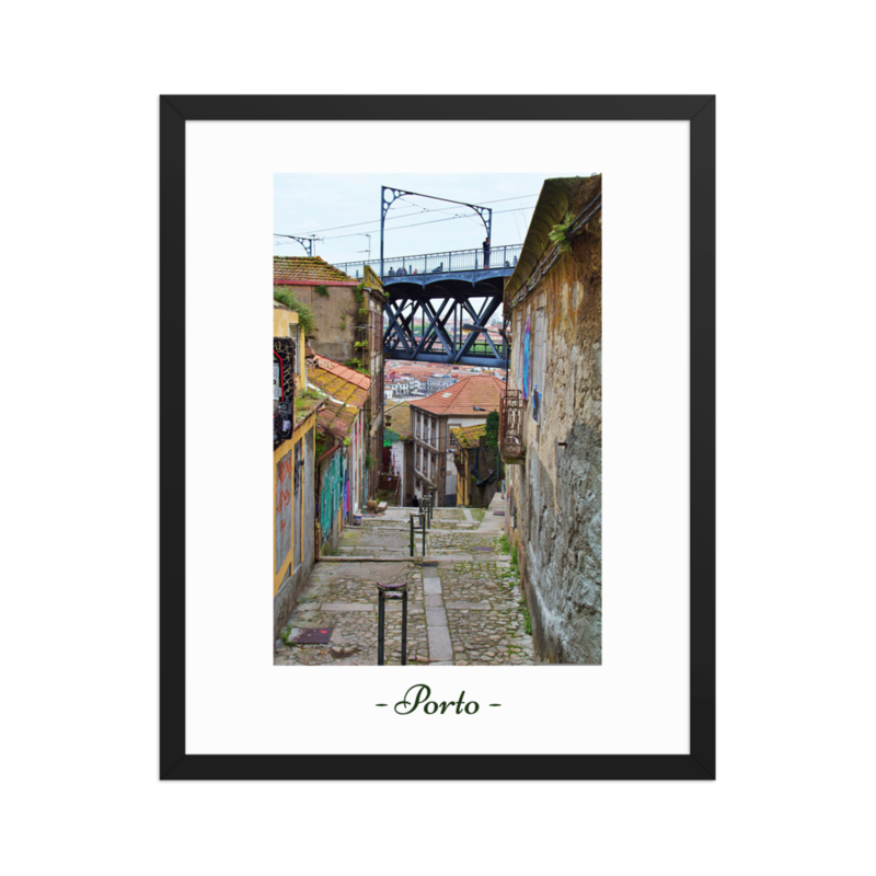 Porto Bridge View Framed Art – Dom Luis I Poster, Portugal City Street Print, Wall Decor Gift