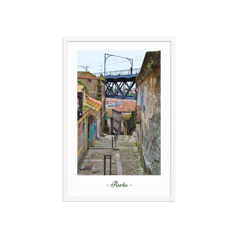 Porto Bridge View Framed Art – Dom Luis I Poster, Portugal City Street Print, Wall Decor Gift