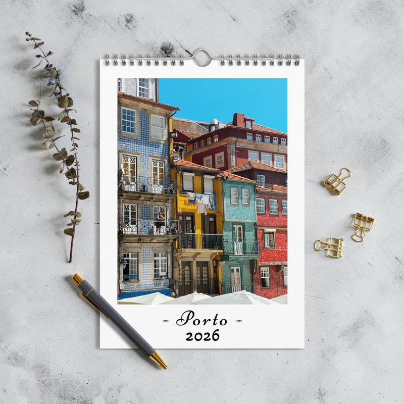 Porto 2026 Wall Calendar – Portugal Travel Photography, Cityscape Art, Gift from Porto, European Wall Calendar 2026