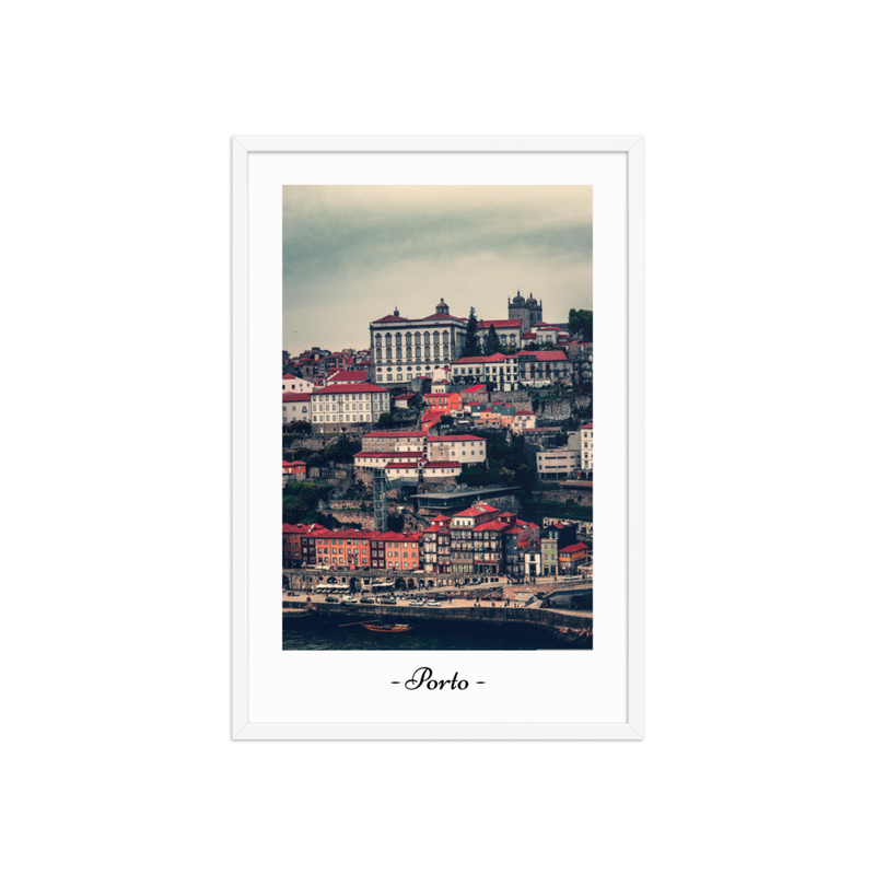 Porto Ribeira Framed Poster – Portugal Wall Art, Cityscape Print, Douro River View, Travel Photography Gift