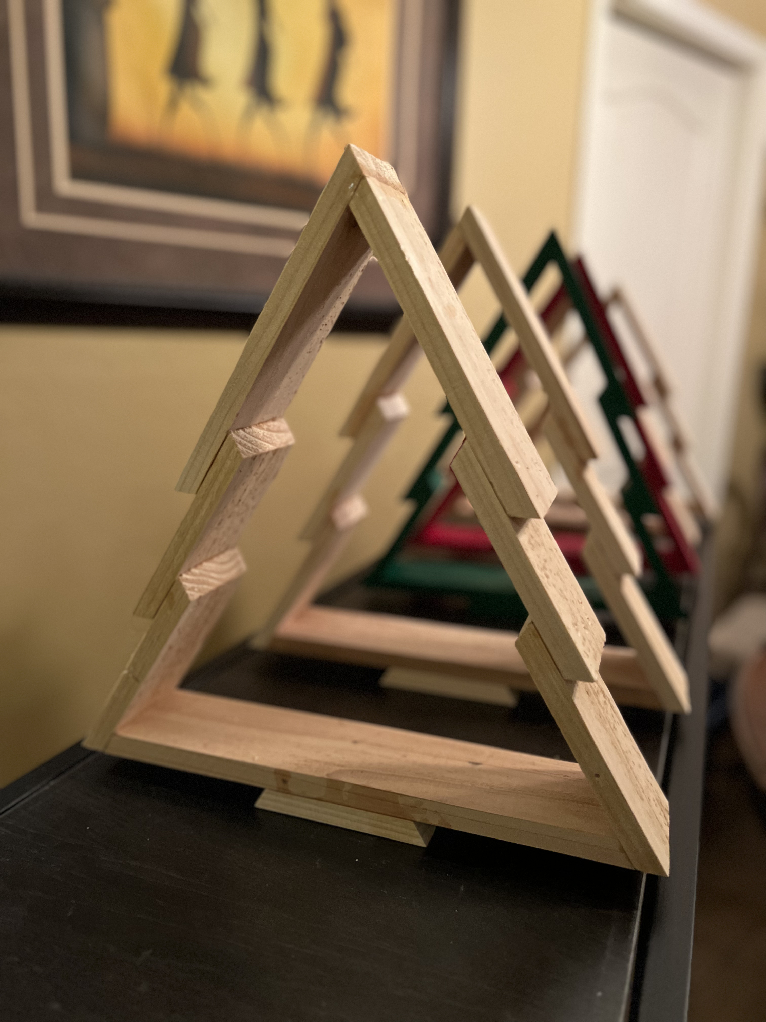 Wooden Christmas Tree Candle Frame
