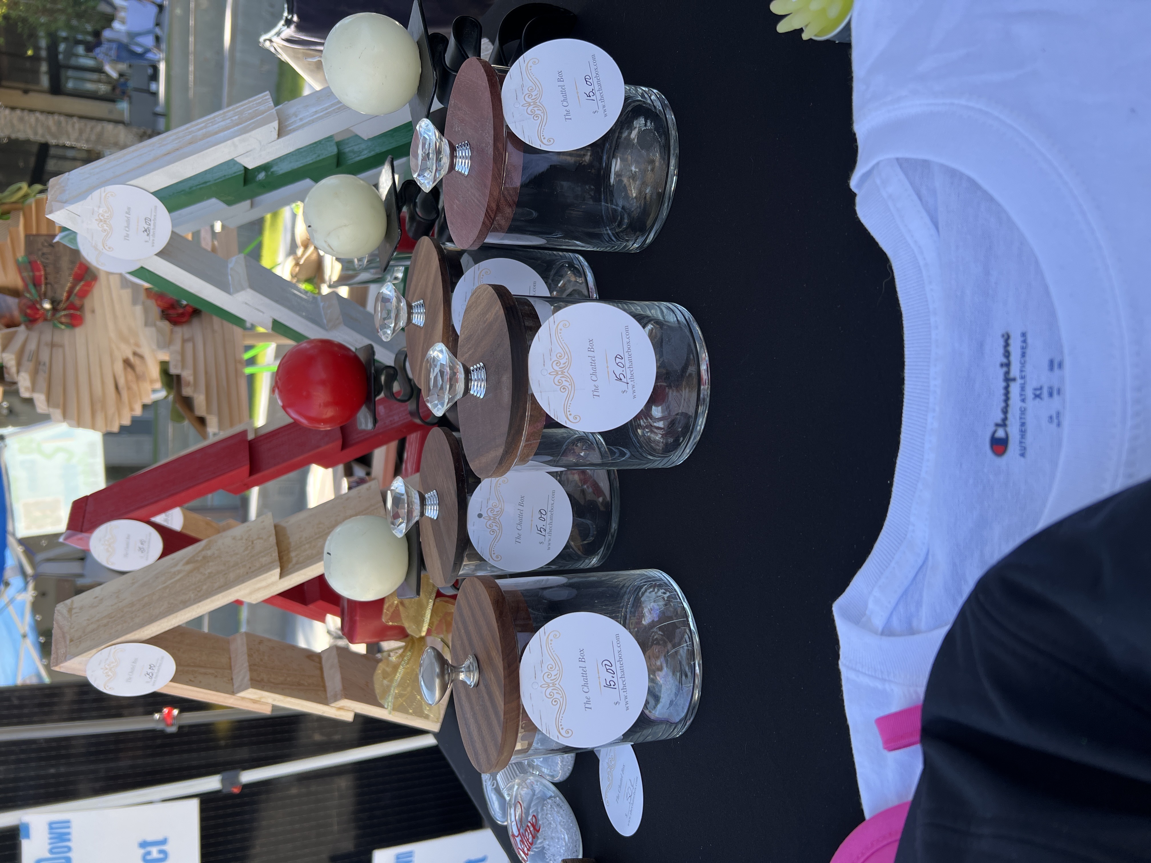 6' Glass Jar with Crystal & Wood Top