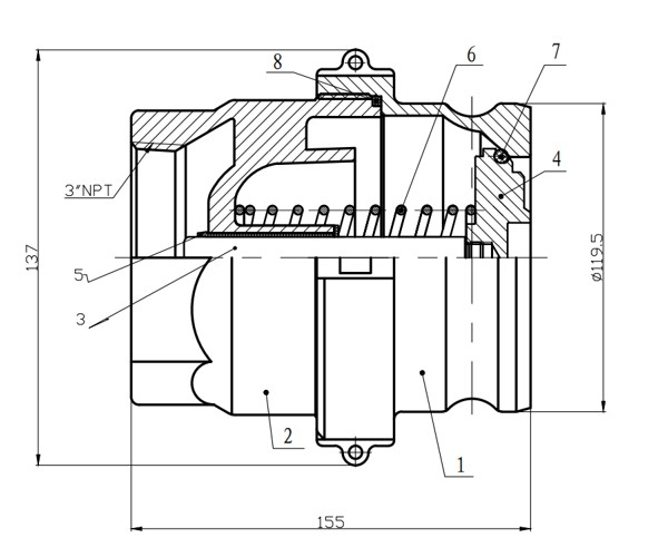 EasyDry®  DBA300 Cam & Groove Style Aluminum & Stainless Steel Dry Disconnect Adaptor