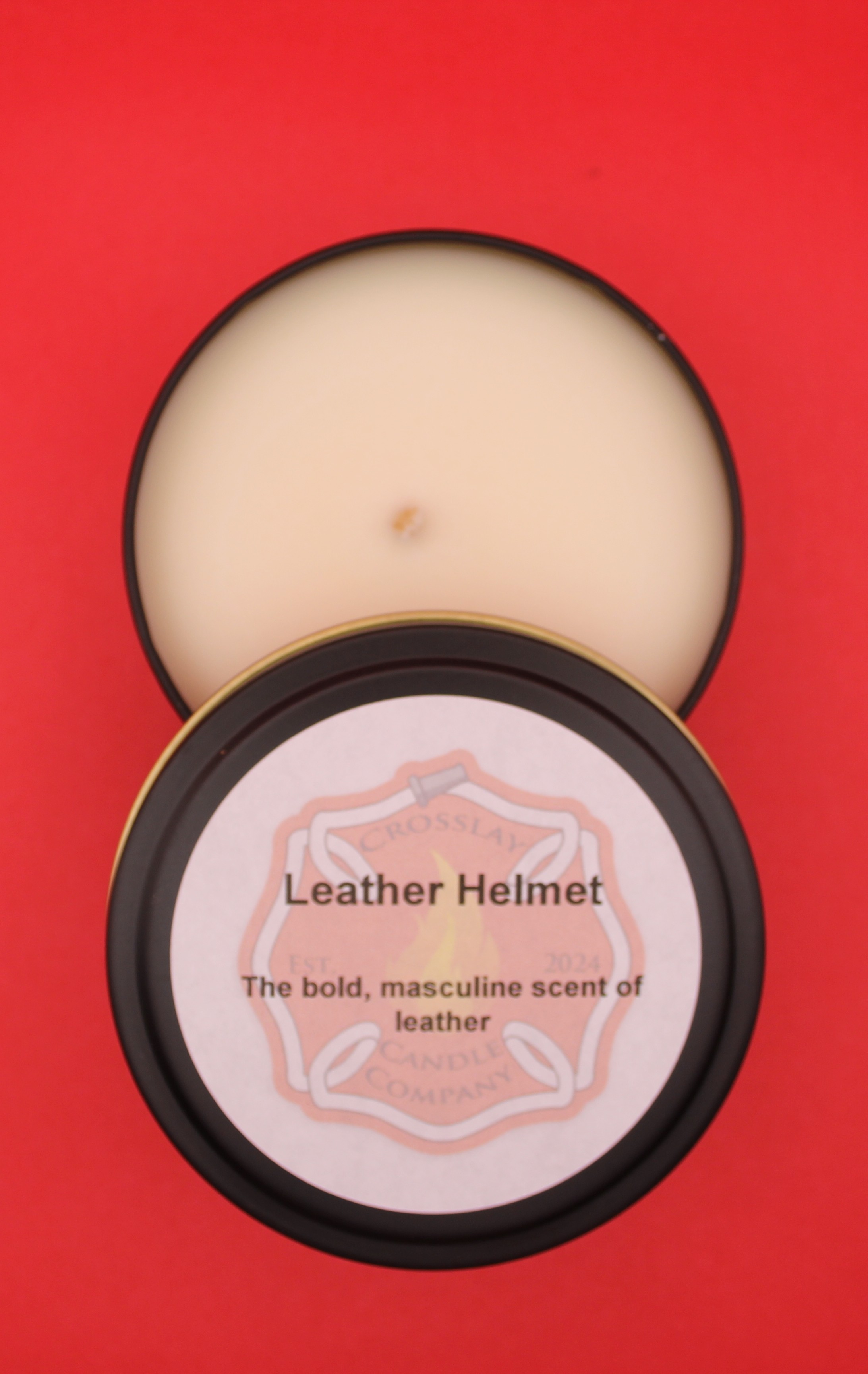 Leather Helmet 8 oz Candle