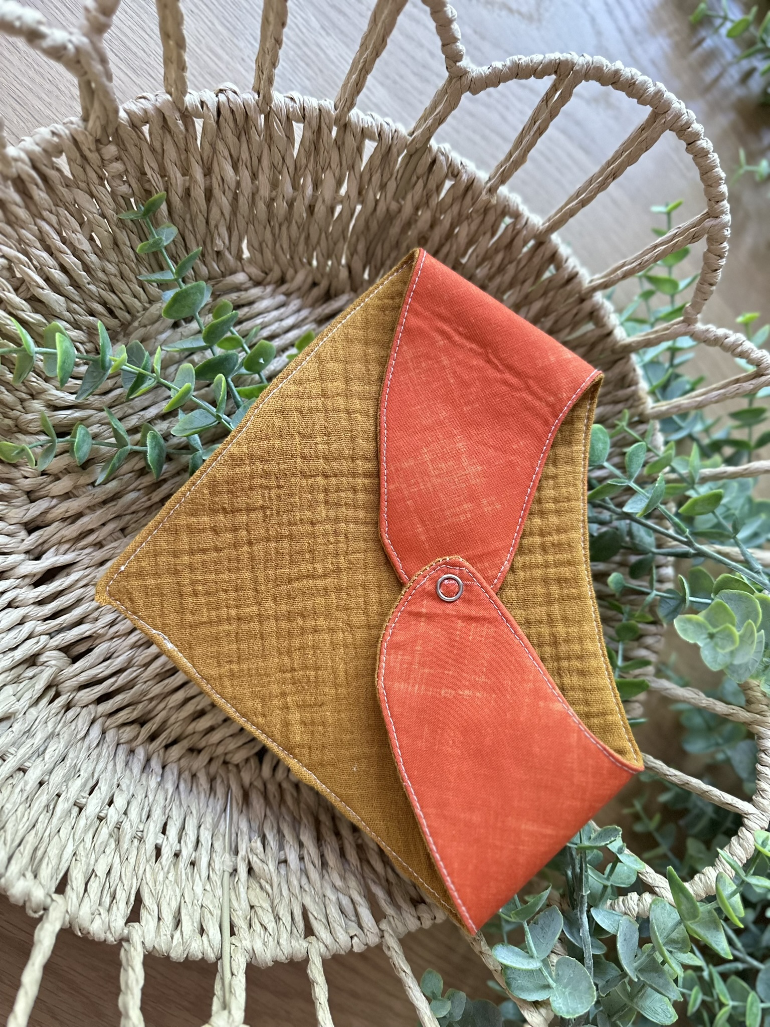 Handmade 100% Cotton/ Fleece Reversible Snap Bandana Bib for 3-6 months