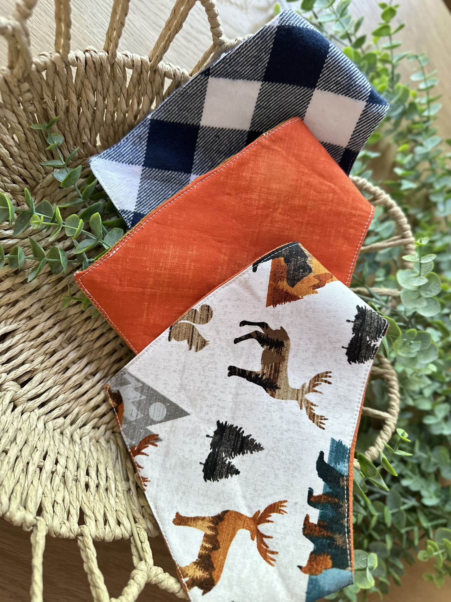 Handmade 100% Cotton/ Fleece Reversible Snap Bandana Bib for 3-6 months