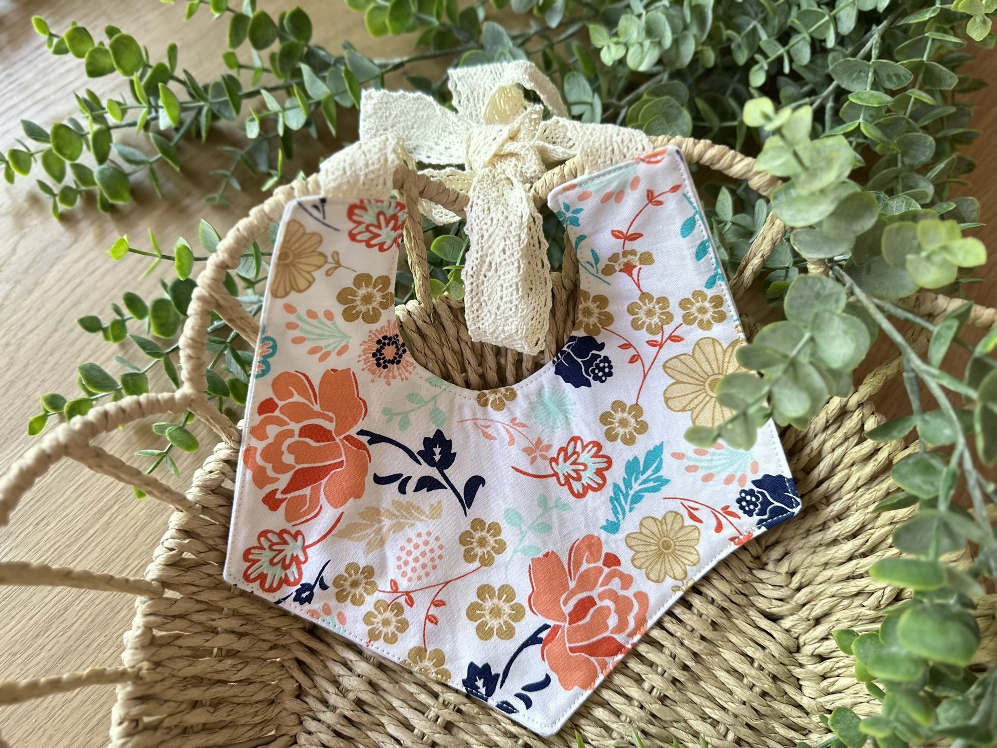 Handmade 100% Cotton/ Fleece Reversible Sewn Girly Lace Tie Bib for 0-12 months | Ready to Ship |