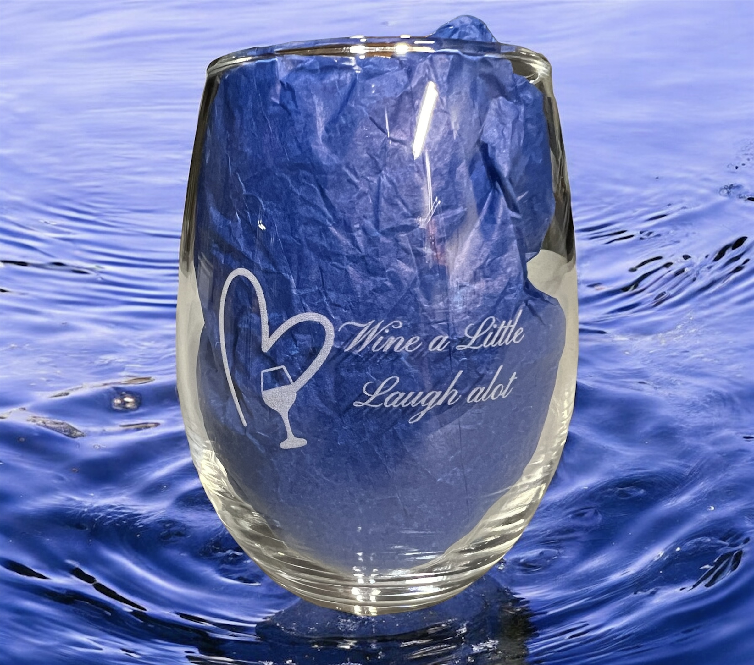 Wine glass with inspirational quote