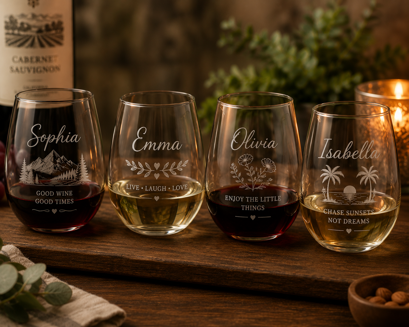 Personalized Wine Glass Set
