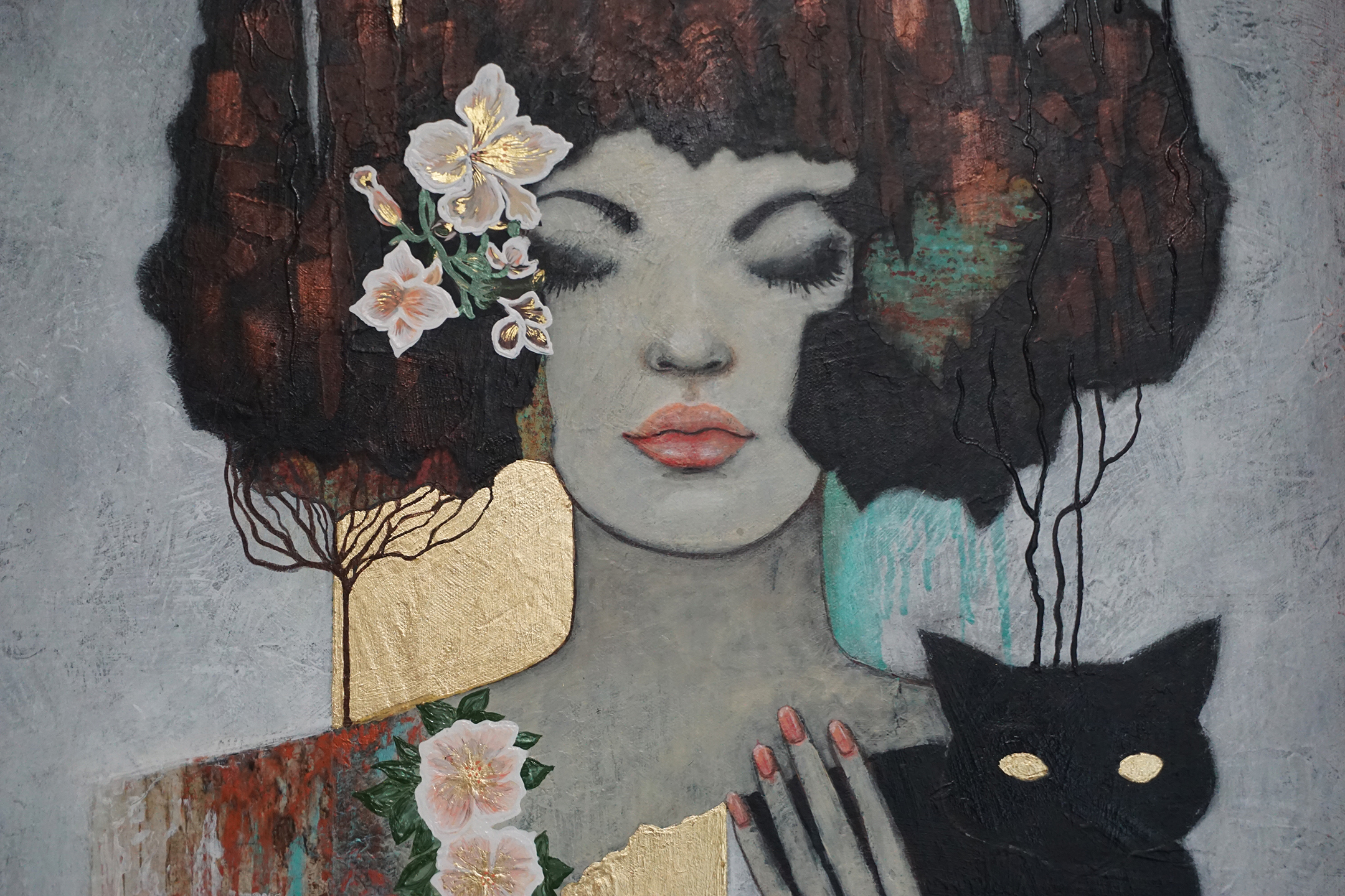 "Girl With Black Cat''