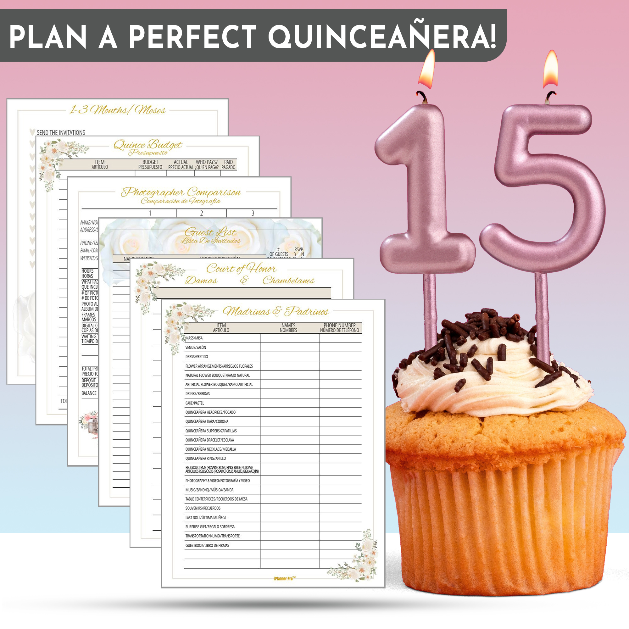 Quinceañera Planner - Neutral Floral & Gold