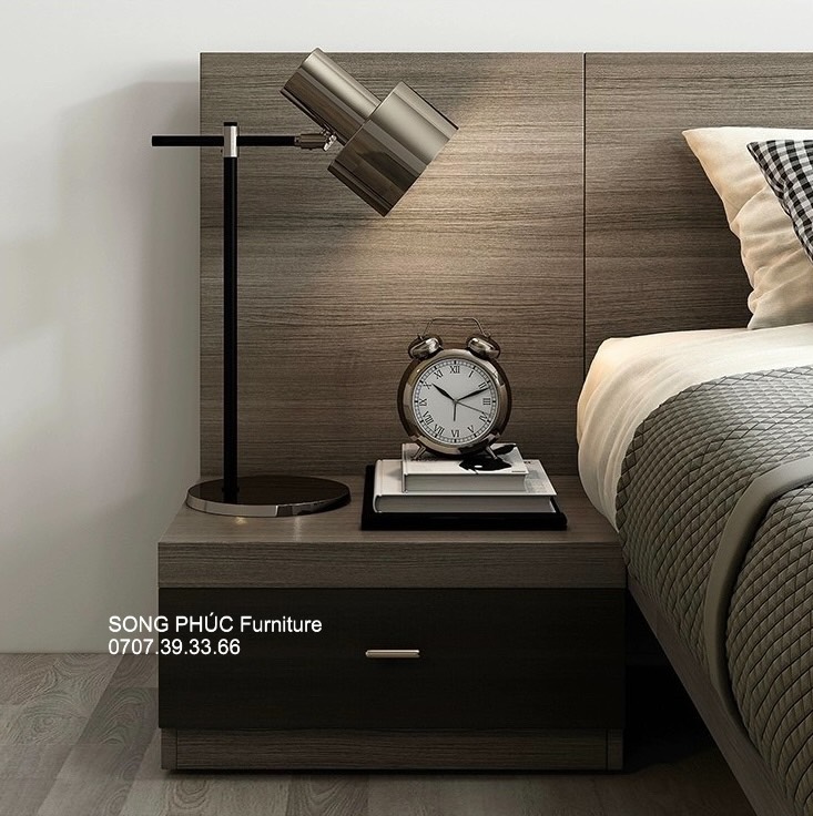 Giường Ngủ Gỗ Đẹp Hiện Đại Liền Tủ Đầu Giường SP-202