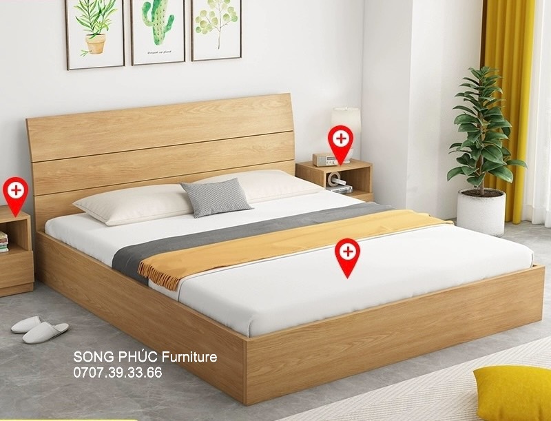 Giường Ngủ Gia Đình Gỗ Công Nghiệp Hiện Đại SP-205