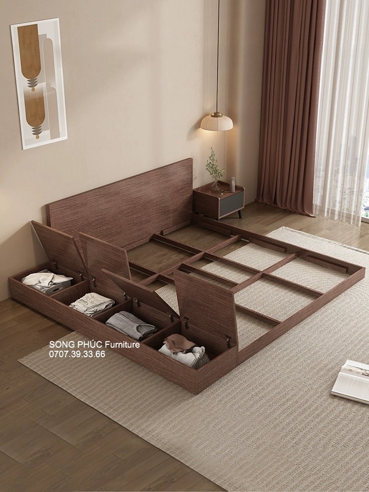 Giường Ngủ Kiểu Nhật Bằng Gỗ Đẹp Hiện Đại SP-208