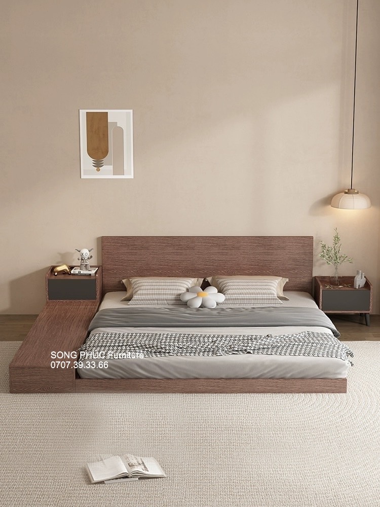 Giường Ngủ Kiểu Nhật Bằng Gỗ Đẹp Hiện Đại SP-208