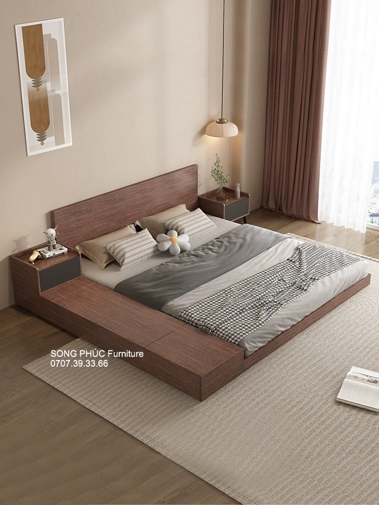 Giường Ngủ Kiểu Nhật Bằng Gỗ Đẹp Hiện Đại SP-208