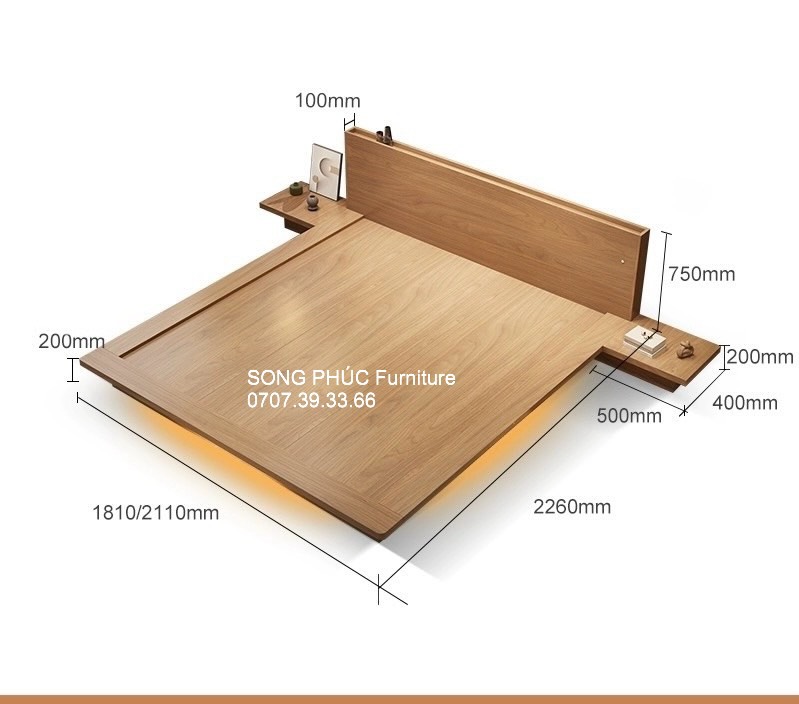 Giường Ngủ Gỗ Kiểu Nhật Hiện Đại Đẹp Giá Rẻ SP-210