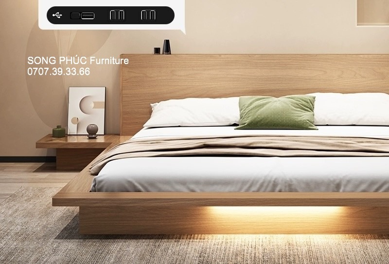 Giường Ngủ Gỗ Kiểu Nhật Hiện Đại Đẹp Giá Rẻ SP-210