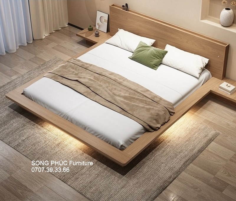 Giường Ngủ Gỗ Kiểu Nhật Hiện Đại Đẹp Giá Rẻ SP-210