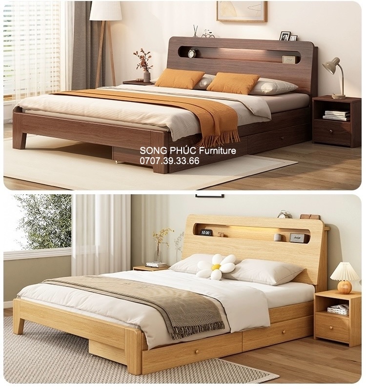 Giường Gỗ Sồi Hiện Đại Sang Trọng SP-301