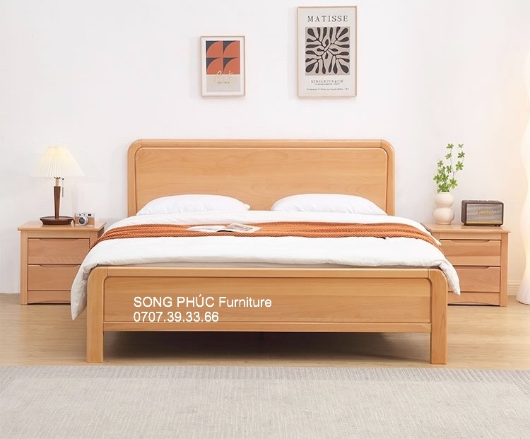 Giường Ngủ Gỗ Sồi 1m8 Đơn Giản Cho Phòng Ngủ SP-303