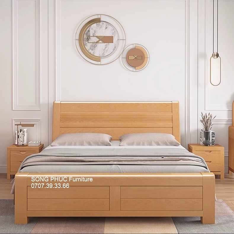 Giường Ngủ Gỗ Tự Nhiên Đẹp Chắc Chắn SP-304
