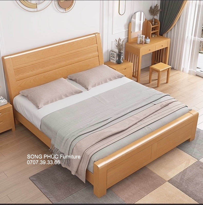 Giường Ngủ Gỗ Tự Nhiên Đẹp Chắc Chắn SP-304