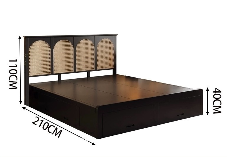 Giường Gỗ Tự Nhiên Đan Mây Đẹp Sang Trọng SP-305