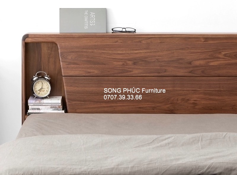 Giường Gỗ Sồi Màu Óc Chó Đẹp Sang Trọng Cao Cấp SP-306