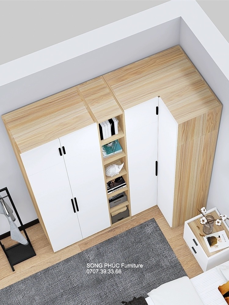 Tủ Áo Góc Chữ L Đẹp Nhiều Ngăn Tủ Đa Năng SP- 401 (2400k/m2)