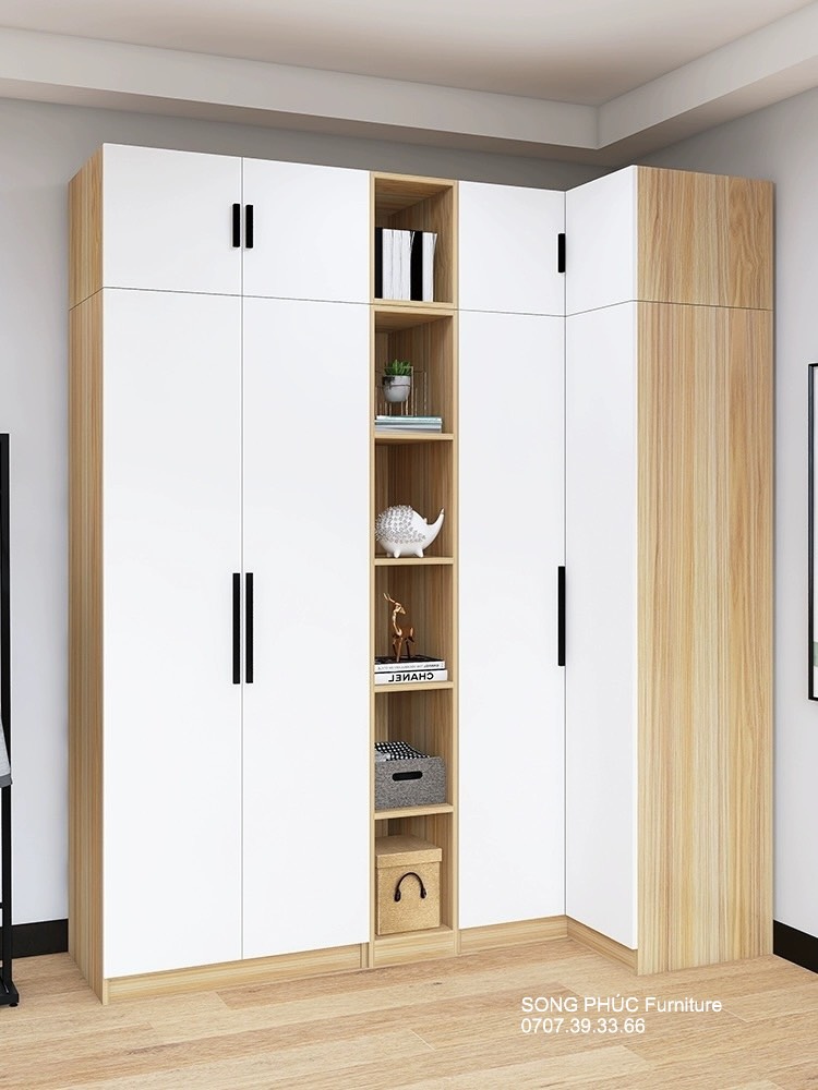 Tủ Áo Góc Chữ L Đẹp Nhiều Ngăn Tủ Đa Năng SP- 401 (2400k/m2)