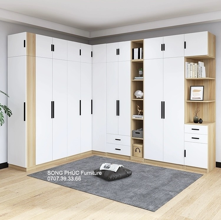 Tủ Áo Góc Chữ L Đẹp Nhiều Ngăn Tủ Đa Năng SP- 401 (2400k/m2)