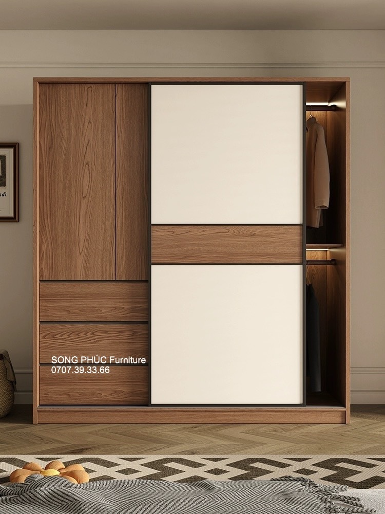 Tủ Áo Cửa Lùa Hiện Đại Giá Rẻ SP- 402 (2400k/m2)