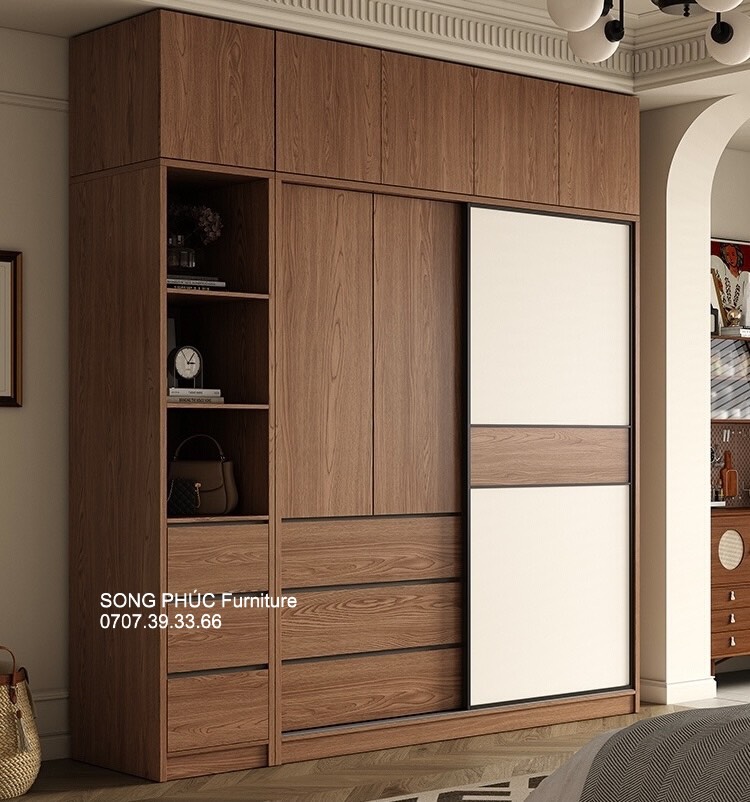 Tủ Áo Cửa Lùa Hiện Đại Giá Rẻ SP- 402 (2400k/m2)