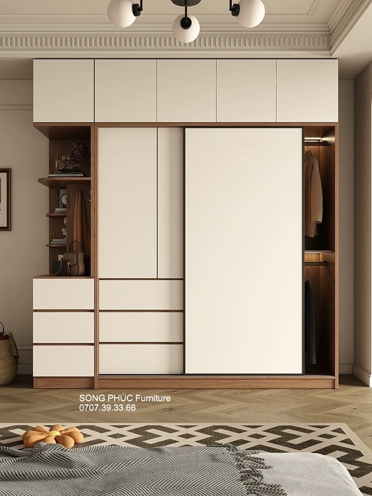 Tủ Đựng Quần Áo Gỗ Mdf Thiết Kế Hiện Đại Sang Trọng SP-403 (2400k/m2)