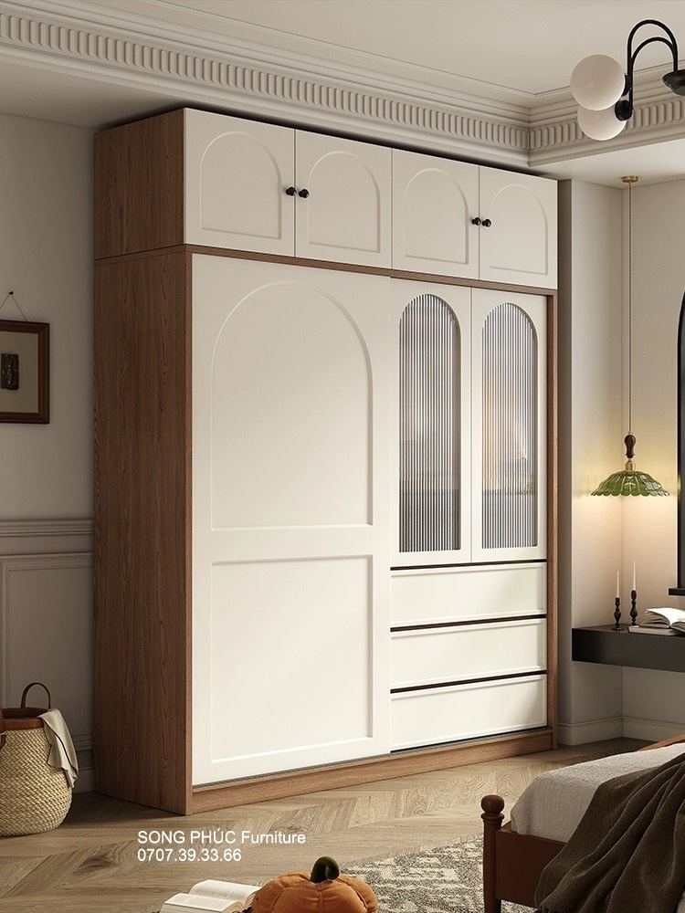 Tủ Áo Cửa Lùa Gỗ Công Nghiệp Mdf Sang Trọng SP-404 (3200k/m2)