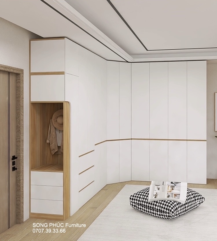 Tủ Để Quần Áo Chữ L Giá Rẻ Thanh Lịch Đơn Giản SP-407 (2400k/m2)