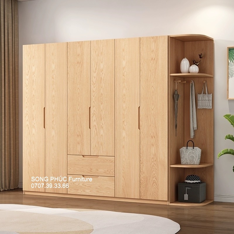 Tủ Áo Cửa Mở Đẹp, Nhiều Ngăn Tủ Tiện Ích, Hiện Đại SP-408 (2300k/m2)