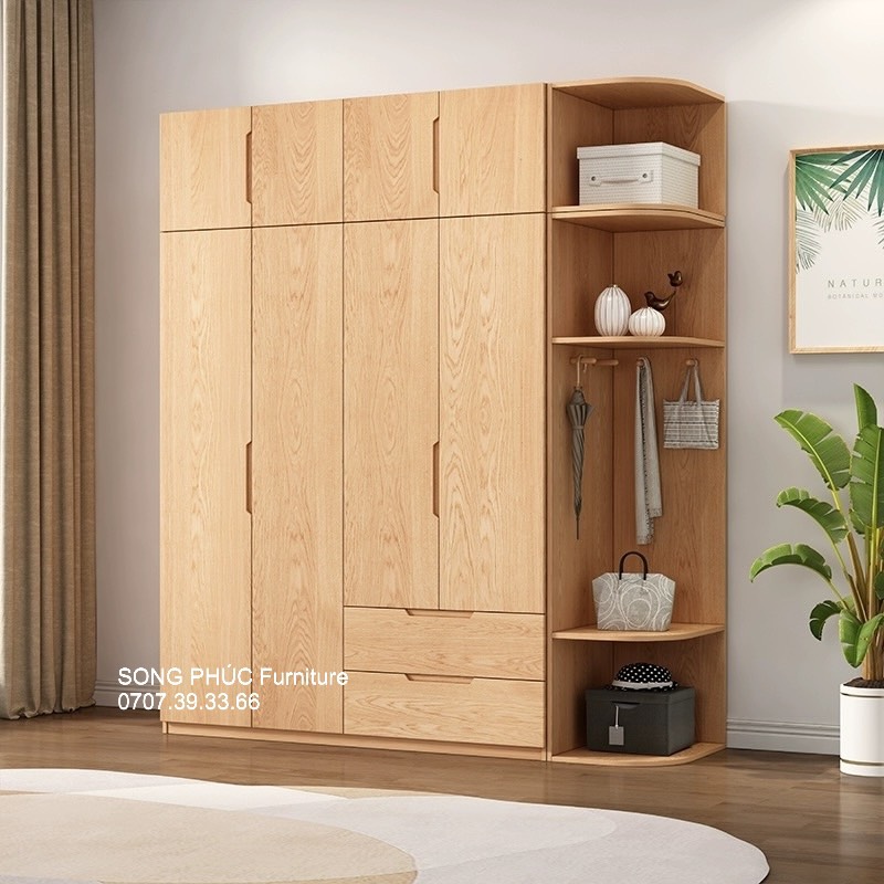 Tủ Áo Cửa Mở Đẹp, Nhiều Ngăn Tủ Tiện Ích, Hiện Đại SP-408 (2300k/m2)