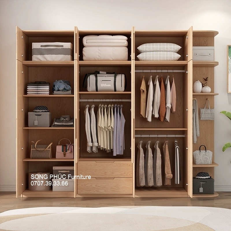 Tủ Áo Cửa Mở Đẹp, Nhiều Ngăn Tủ Tiện Ích, Hiện Đại SP-408 (2300k/m2)