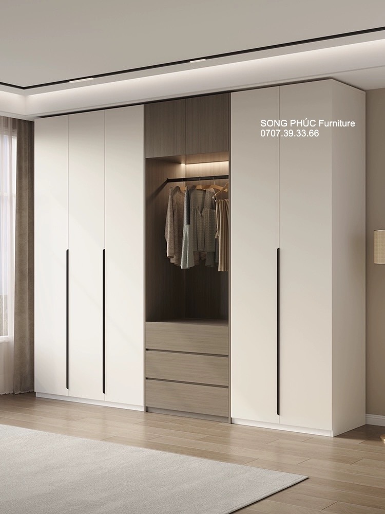 Tủ Quần Áo Gỗ Công Nghiệp Đẹp, Đơn Giản, Thanh Lịch SP-409 (2300k/m2)