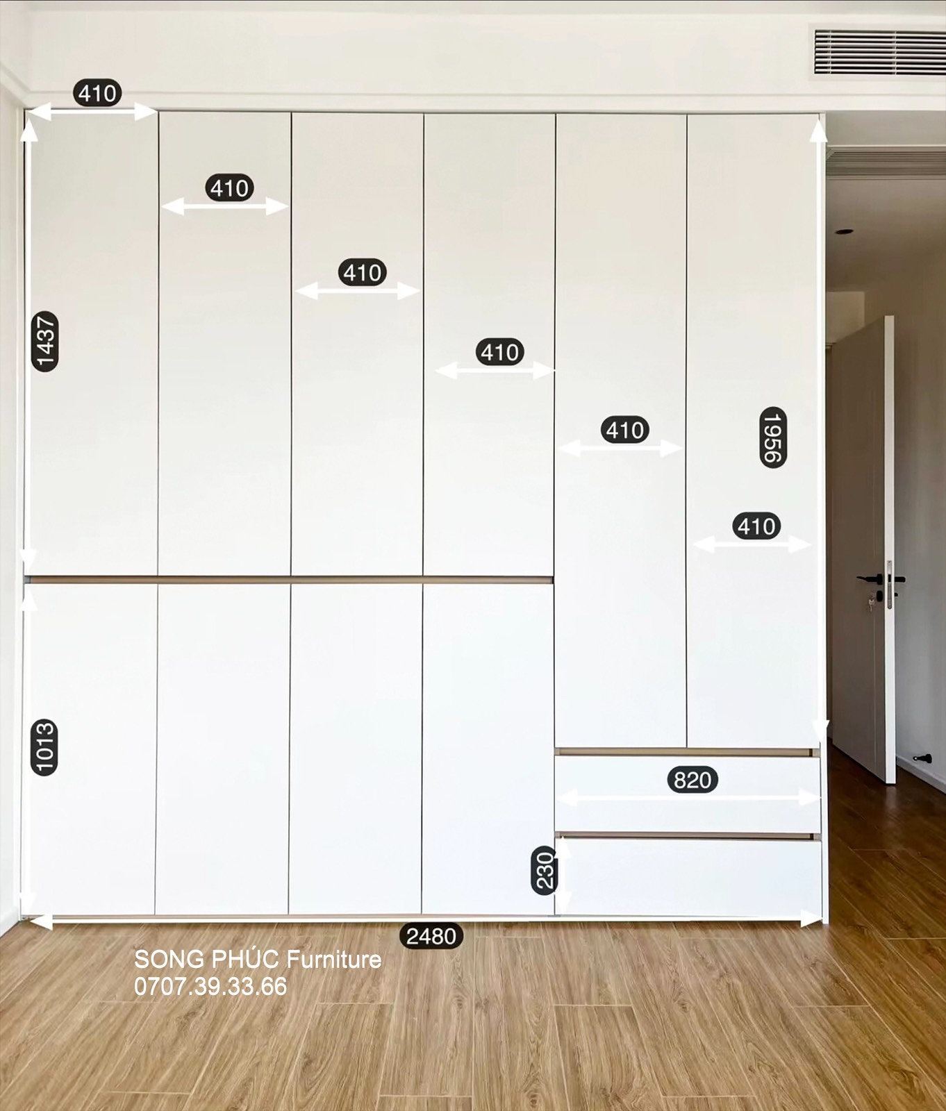 Tủ Quần Áo Gỗ Kiểu Dáng Hiện Đại Đơn Giản Giá Rẻ SP-411 (2100k/m2)